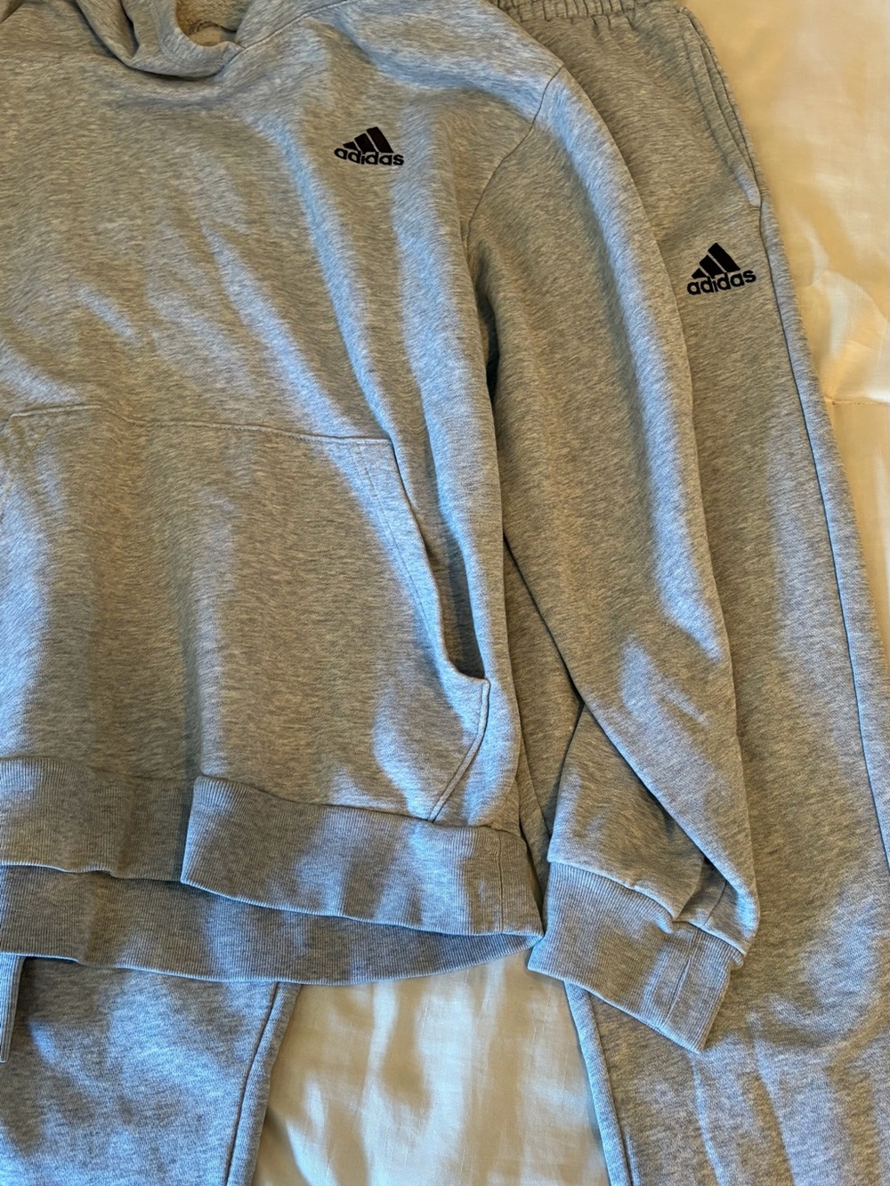 adidas Light Gray Fleece Zip Hoodie